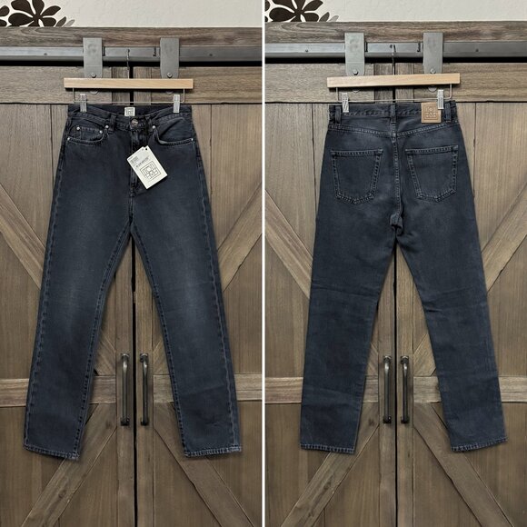 NWT Toteme Regular Fit Straight Leg Denim Jeans Women's size 26 Vintage Black - Picture 1 of 8